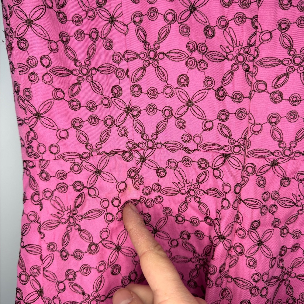 Vintage Lilly Pulitzer Pink Embroidered Sheath Dress Silk Blend 6 - Picture 10 of 10